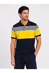 Erkek Pike Kumaş Çizgili Polo Yaka Tişört Kısa Kol Yazlık T-shirt - Lacivert