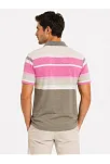 Erkek Flamlı Penye Çizgili Polo Yaka Tişört Kısa Kol Yazlık T-shirt - Gri