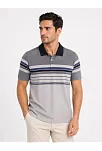 Erkek Flamlı Penye Çizgili Polo Yaka Tişört Kısa Kol Yazlık T-shirt - Gri