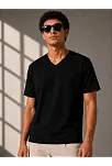 Erkek V Yaka Basic Tişört Kısa Kol Yazlık Regular Fit T-shirt - Siyah Erkek V Yaka Basic Tişört Kısa Kol Yazlık Regular Fit T-shirt - Siyah