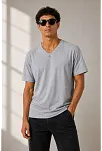 Erkek V Yaka Basic Tişört Kısa Kol Yazlık Regular Fit T-shirt - Gri