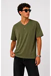 Erkek V Yaka Basic Tişört Kısa Kol Yazlık Regular Fit T-shirt - Haki