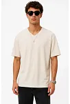 Erkek V Yaka Basic Tişört Kısa Kol Yazlık Regular Fit T-shirt - Bej