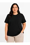 Kadın Battal Big Size Basic Tişört Bisiklet Yaka Rahat Kalıp T-shirt - Siyah