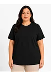 Kadın Battal Big Size Basic Tişört Bisiklet Yaka Rahat Kalıp T-shirt - Siyah