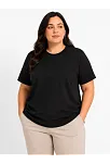 Kadın Battal Big Size Basic Tişört Bisiklet Yaka Rahat Kalıp T-shirt - Siyah