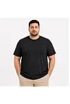 Erkek Battal Big Size Basic Tişört Bisiklet Yaka Rahat Kalıp T-shirt - Siyah