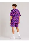 Erkek Çocuk Oversize Kalıp Pubg Bape X Shark Nakışlı Cepli Şort Takım - Mor Erkek Çocuk Oversize Kalıp Pubg Bape X Shark Nakışlı Cepli Şort Takım - Mor