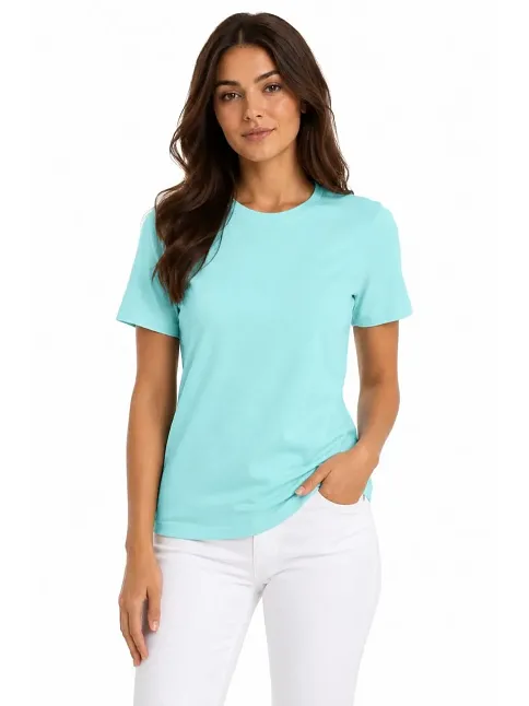 Kadın T-shirt Bisiklet Yaka Slim Fit Likralı Tişört Günlük Basic Body - Turkuaz Kadın T-shirt Bisiklet Yaka Slim Fit Likralı Tişört Günlük Basic Body - Turkuaz