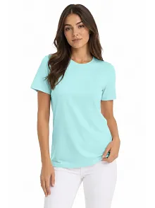 Kadın T-shirt Bisiklet Yaka Slim Fit Likralı Tişört Günlük Basic Body - Turkuaz