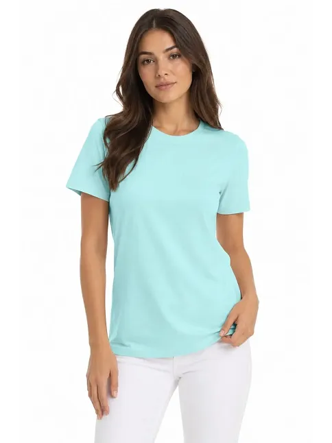Kadın T-shirt Bisiklet Yaka Slim Fit Likralı Tişört Günlük Basic Body - Turkuaz Kadın T-shirt Bisiklet Yaka Slim Fit Likralı Tişört Günlük Basic Body - Turkuaz
