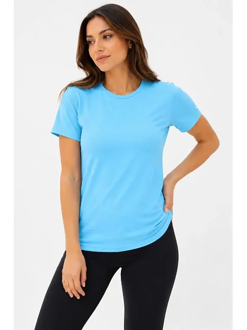 Kadın Basic Tişört Bisiklet Yaka Kısa Kol Günlük Yazlık Slim Fit T-shirt - Turkuaz Kadın Basic Tişört Bisiklet Yaka Kısa Kol Günlük Yazlık Slim Fit T-shirt - Turkuaz