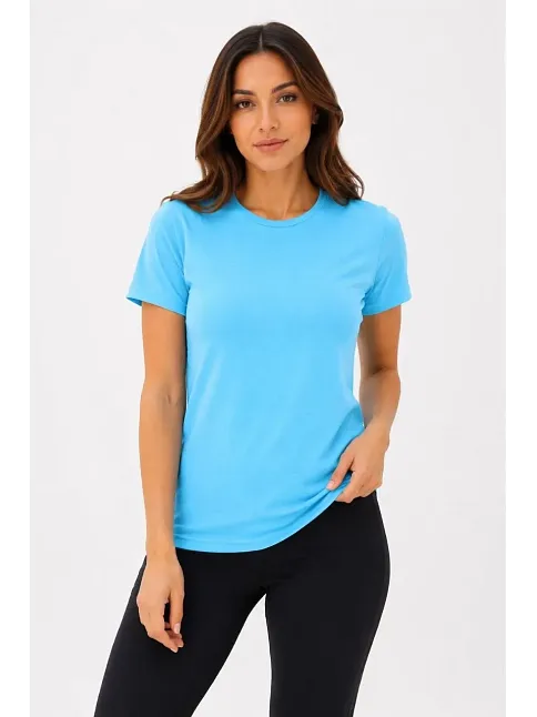 Kadın Basic Tişört Bisiklet Yaka Kısa Kol Günlük Yazlık Slim Fit T-shirt - Turkuaz Kadın Basic Tişört Bisiklet Yaka Kısa Kol Günlük Yazlık Slim Fit T-shirt - Turkuaz