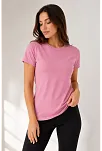 Kadın Basic Tişört Bisiklet Yaka Kısa Kol Günlük Yazlık Slim Fit T-shirt - Pembe