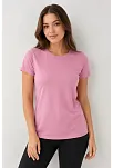 Kadın Basic Tişört Bisiklet Yaka Kısa Kol Günlük Yazlık Slim Fit T-shirt - Pembe