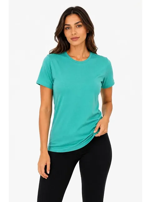 Kadın Basic Tişört Bisiklet Yaka Kısa Kol Günlük Yazlık Slim Fit T-shirt - Su Yeşili Kadın Basic Tişört Bisiklet Yaka Kısa Kol Günlük Yazlık Slim Fit T-shirt - Su Yeşili