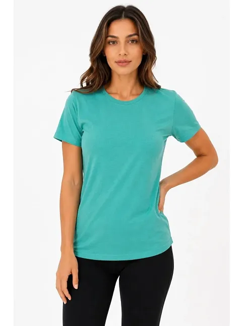 Kadın Basic Tişört Bisiklet Yaka Kısa Kol Günlük Yazlık Slim Fit T-shirt - Su Yeşili Kadın Basic Tişört Bisiklet Yaka Kısa Kol Günlük Yazlık Slim Fit T-shirt - Su Yeşili