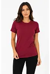 Kadın Basic Tişört Bisiklet Yaka Kısa Kol Günlük Yazlık Slim Fit T-shirt - Bordo Kadın Basic Tişört Bisiklet Yaka Kısa Kol Günlük Yazlık Slim Fit T-shirt - Bordo