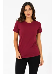 Kadın Basic Tişört Bisiklet Yaka Kısa Kol Günlük Yazlık Slim Fit T-shirt - Bordo Kadın Basic Tişört Bisiklet Yaka Kısa Kol Günlük Yazlık Slim Fit T-shirt - Bordo