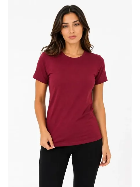 Kadın Basic Tişört Bisiklet Yaka Kısa Kol Günlük Yazlık Slim Fit T-shirt - Bordo Kadın Basic Tişört Bisiklet Yaka Kısa Kol Günlük Yazlık Slim Fit T-shirt - Bordo