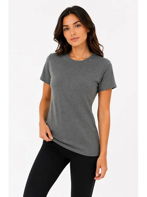 Kadın Basic Tişört Bisiklet Yaka Kısa Kol Günlük Yazlık Slim Fit T-shirt - Antrasit Kadın Basic Tişört Bisiklet Yaka Kısa Kol Günlük Yazlık Slim Fit T-shirt - Antrasit