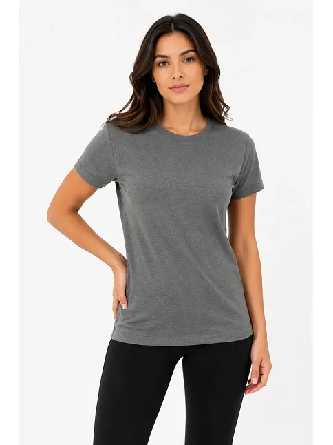 Kadın Basic Tişört Bisiklet Yaka Kısa Kol Günlük Yazlık Slim Fit T-shirt - Antrasit Kadın Basic Tişört Bisiklet Yaka Kısa Kol Günlük Yazlık Slim Fit T-shirt - Antrasit