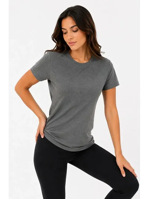 Kadın Basic Tişört Bisiklet Yaka Kısa Kol Günlük Yazlık Slim Fit T-shirt - Antrasit Kadın Basic Tişört Bisiklet Yaka Kısa Kol Günlük Yazlık Slim Fit T-shirt - Antrasit