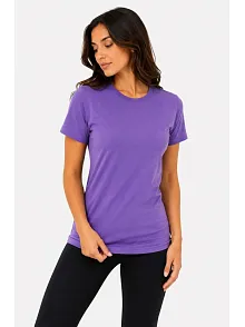 Kadın Basic Tişört Bisiklet Yaka Kısa Kol Günlük Yazlık Slim Fit T-shirt - Mor Kadın Basic Tişört Bisiklet Yaka Kısa Kol Günlük Yazlık Slim Fit T-shirt - Mor
