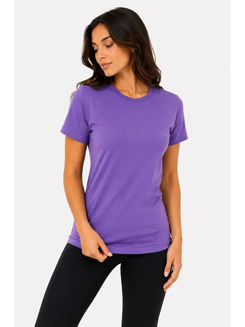 Kadın Basic Tişört Bisiklet Yaka Kısa Kol Günlük Yazlık Slim Fit T-shirt - Mor Kadın Basic Tişört Bisiklet Yaka Kısa Kol Günlük Yazlık Slim Fit T-shirt - Mor