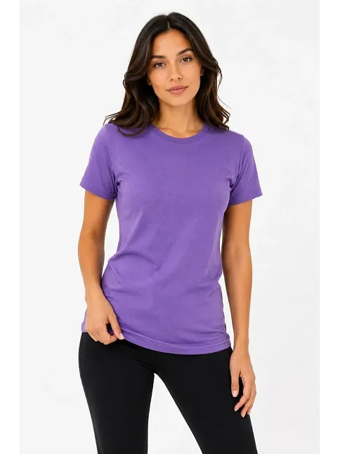 Kadın Basic Tişört Bisiklet Yaka Kısa Kol Günlük Yazlık Slim Fit T-shirt - Mor Kadın Basic Tişört Bisiklet Yaka Kısa Kol Günlük Yazlık Slim Fit T-shirt - Mor