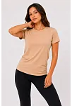 Kadın Basic Tişört Bisiklet Yaka Kısa Kol Günlük Yazlık Slim Fit T-shirt - Bej Kadın Basic Tişört Bisiklet Yaka Kısa Kol Günlük Yazlık Slim Fit T-shirt - Bej