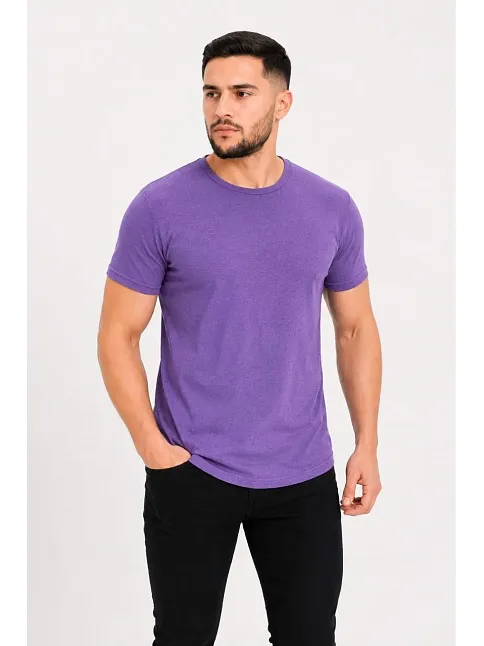 Erkek Basic Tişört Bisiklet Yaka Kısa Kol Günlük Yazlık Slim Fit T-shirt - Mor Erkek Basic Tişört Bisiklet Yaka Kısa Kol Günlük Yazlık Slim Fit T-shirt - Mor