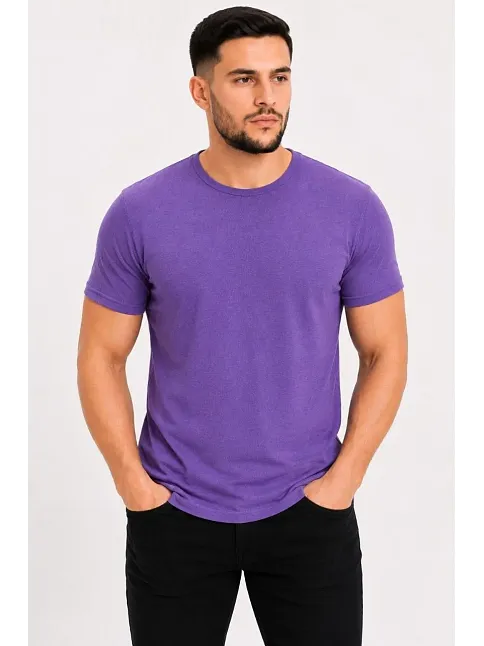 Erkek Basic Tişört Bisiklet Yaka Kısa Kol Günlük Yazlık Slim Fit T-shirt - Mor Erkek Basic Tişört Bisiklet Yaka Kısa Kol Günlük Yazlık Slim Fit T-shirt - Mor