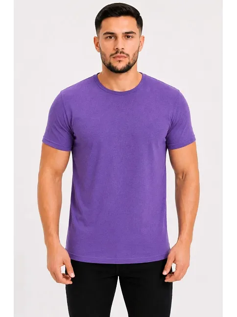 Erkek Basic Tişört Bisiklet Yaka Kısa Kol Günlük Yazlık Slim Fit T-shirt - Mor Erkek Basic Tişört Bisiklet Yaka Kısa Kol Günlük Yazlık Slim Fit T-shirt - Mor