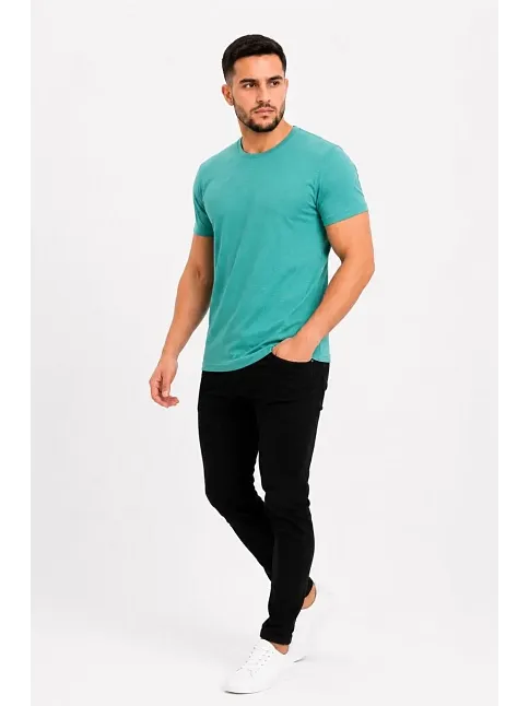 Erkek Basic Tişört Bisiklet Yaka Kısa Kol Günlük Yazlık Slim Fit T-shirt - Su Yeşili Erkek Basic Tişört Bisiklet Yaka Kısa Kol Günlük Yazlık Slim Fit T-shirt - Su Yeşili