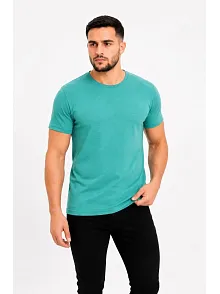 Erkek Basic Tişört Bisiklet Yaka Kısa Kol Günlük Yazlık Slim Fit T-shirt - Su Yeşili