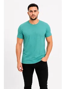 Erkek Basic Tişört Bisiklet Yaka Kısa Kol Günlük Yazlık Slim Fit T-shirt - Su Yeşili