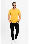 Erkek Basic Tişört Bisiklet Yaka Kısa Kol Günlük Yazlık Slim Fit T-shirt - Sarı