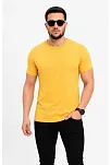 Erkek Basic Tişört Bisiklet Yaka Kısa Kol Günlük Yazlık Slim Fit T-shirt - Sarı