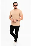 Erkek Basic Tişört Bisiklet Yaka Kısa Kol Günlük Yazlık Slim Fit T-shirt - Bej
