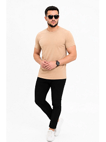 Erkek Basic Tişört Bisiklet Yaka Kısa Kol Günlük Yazlık Slim Fit T-shirt - Bej Erkek Basic Tişört Bisiklet Yaka Kısa Kol Günlük Yazlık Slim Fit T-shirt - Bej