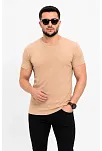 Erkek Basic Tişört Bisiklet Yaka Kısa Kol Günlük Yazlık Slim Fit T-shirt - Bej
