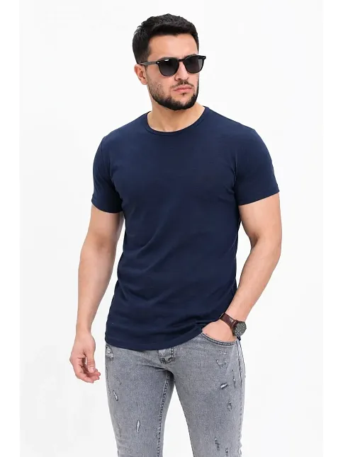 Erkek Basic Tişört Bisiklet Yaka Kısa Kol Günlük Yazlık Slim Fit T-shirt - Lacivert Erkek Basic Tişört Bisiklet Yaka Kısa Kol Günlük Yazlık Slim Fit T-shirt - Lacivert