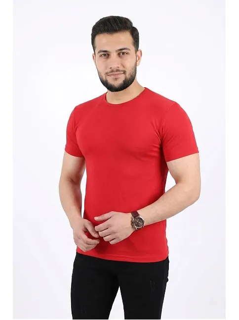 Erkek Basic Tişört Bisiklet Yaka Kısa Kol Günlük Yazlık Slim Fit T-shirt - Kırmızı Erkek Basic Tişört Bisiklet Yaka Kısa Kol Günlük Yazlık Slim Fit T-shirt - Kırmızı