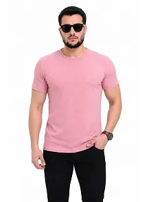 Erkek Basic Tişört Bisiklet Yaka Kısa Kol Günlük Yazlık Slim Fit T-shirt - Pembe