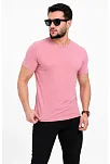 Erkek Basic Tişört Bisiklet Yaka Kısa Kol Günlük Yazlık Slim Fit T-shirt - Pembe