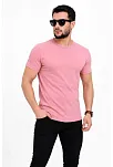 Erkek Basic Tişört Bisiklet Yaka Kısa Kol Günlük Yazlık Slim Fit T-shirt - Pembe