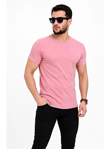 Erkek Basic Tişört Bisiklet Yaka Kısa Kol Günlük Yazlık Slim Fit T-shirt - Pembe Erkek Basic Tişört Bisiklet Yaka Kısa Kol Günlük Yazlık Slim Fit T-shirt - Pembe