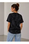 Kadın Yıkamalı Washed Effect Tişört Bisiklet Yaka Sokak Stil Kısa Kol T-shirt - Siyah Kadın Yıkamalı Washed Effect Tişört Bisiklet Yaka Sokak Stil Kısa Kol T-shirt - Siyah