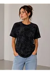 Kadın Yıkamalı Washed Effect Tişört Bisiklet Yaka Sokak Stil Kısa Kol T-shirt - Siyah Kadın Yıkamalı Washed Effect Tişört Bisiklet Yaka Sokak Stil Kısa Kol T-shirt - Siyah